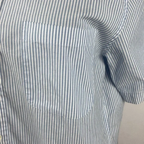 Sadlebreed Easy Care Pin Stripe Blue and White Button Down Shirt - Picture 4 of 7
